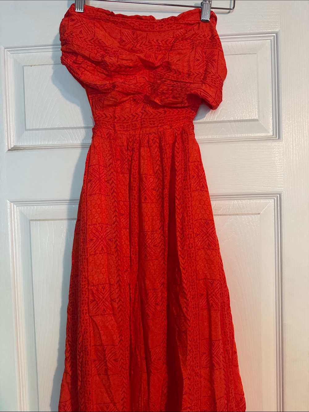 Free People Strapless Orange Printed Dress - Feminine Summer Style